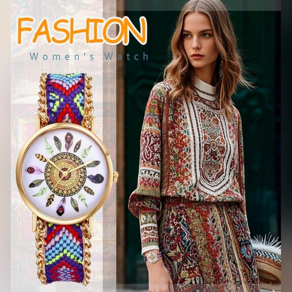 Bohemian Weave Bracelet Women Watch Handmade Adjustable Braided Boho